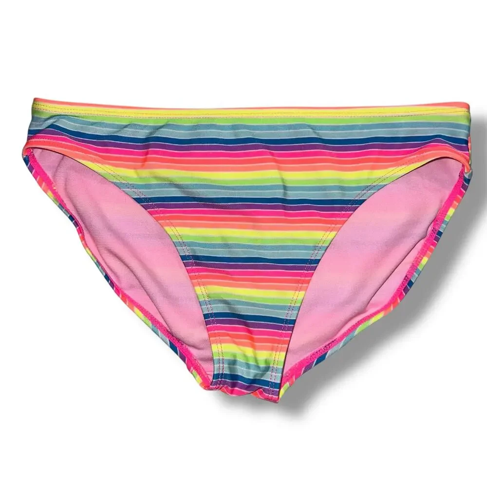 Wonder Nation Girls Tankini Swimsuit 2 Piece Set Rainbow Unicorn Stripes XL
